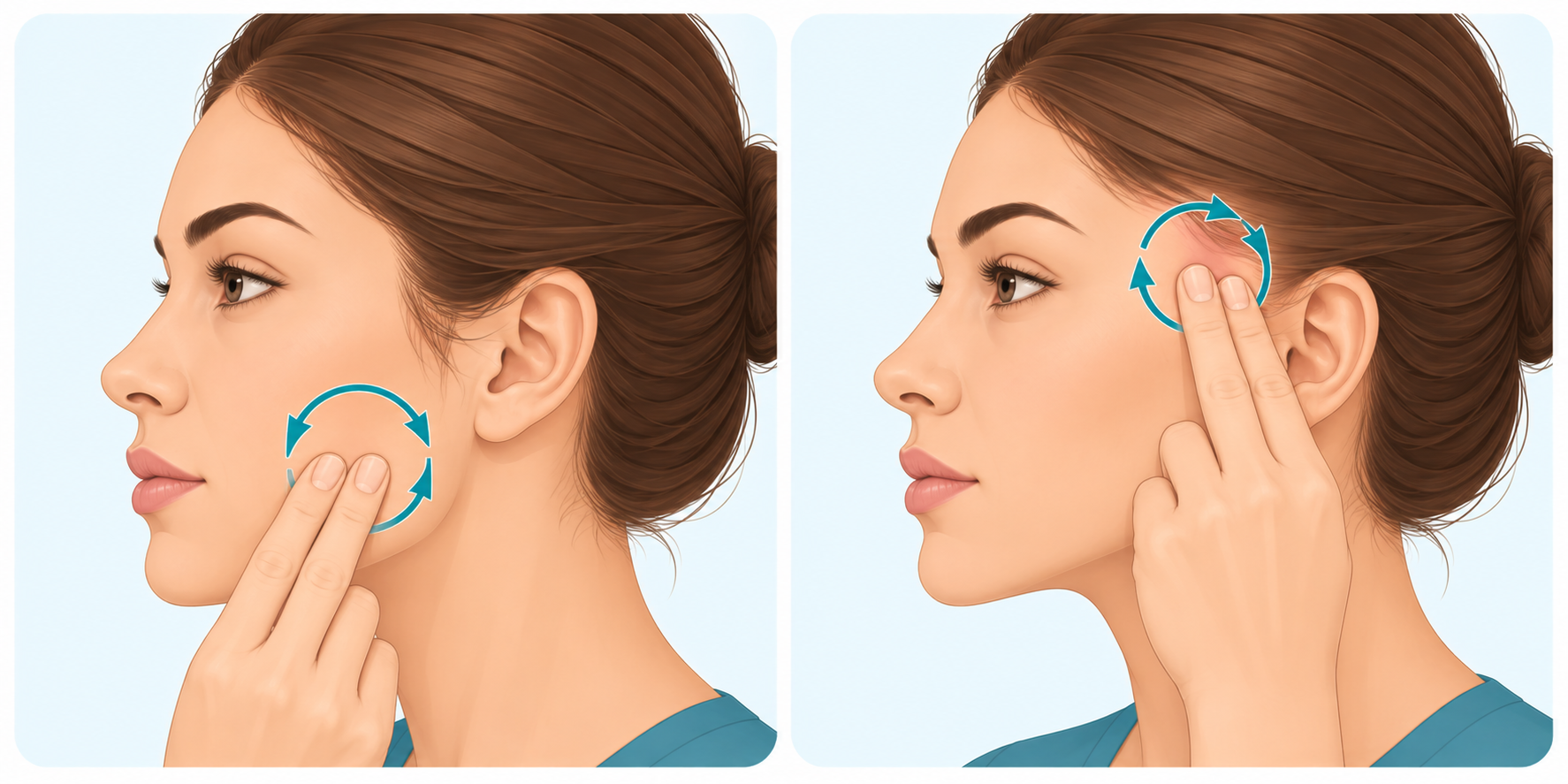 TMJ disorder massage points on the masseter and temporalis