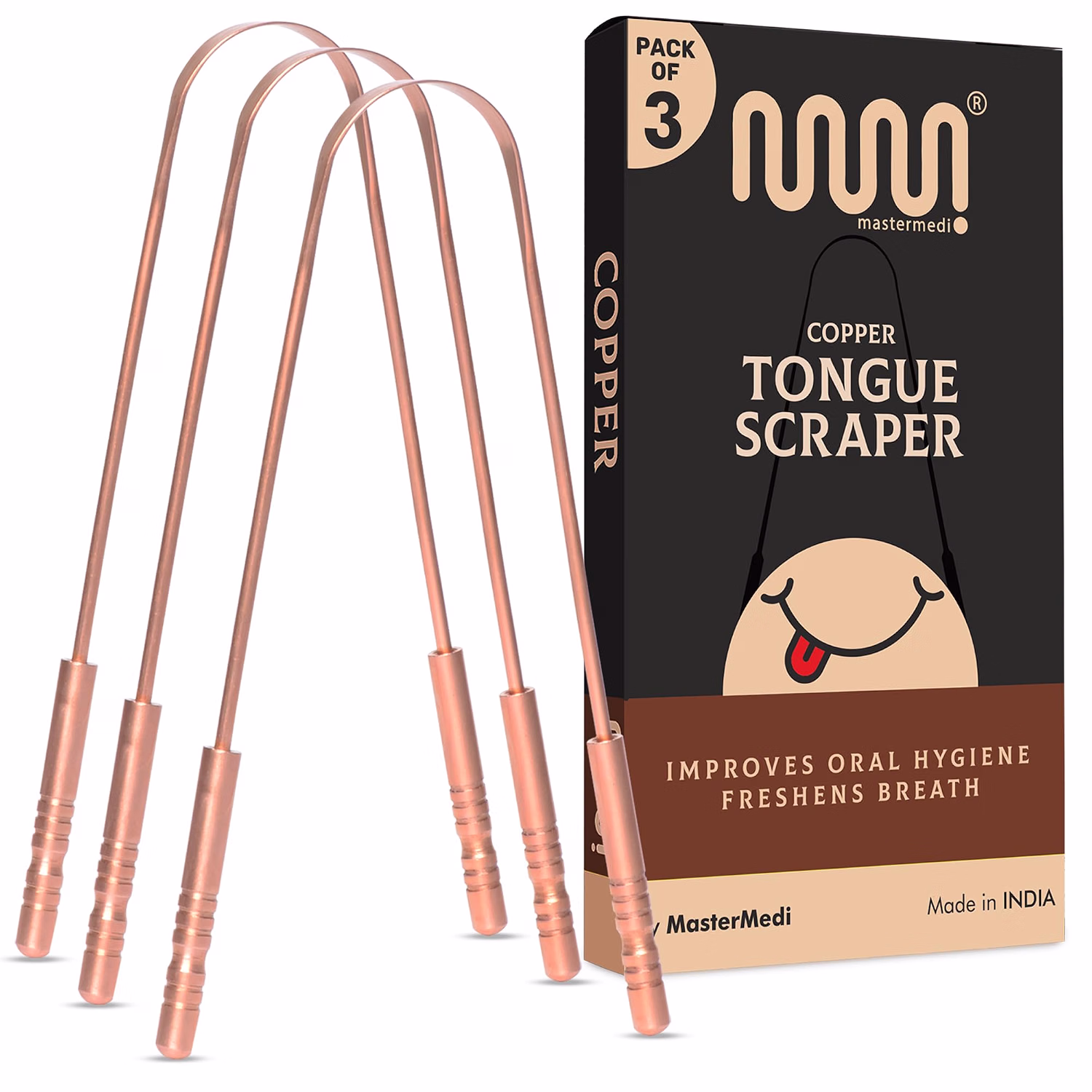 MasterMedi 100% Pure Copper Tongue Scraper